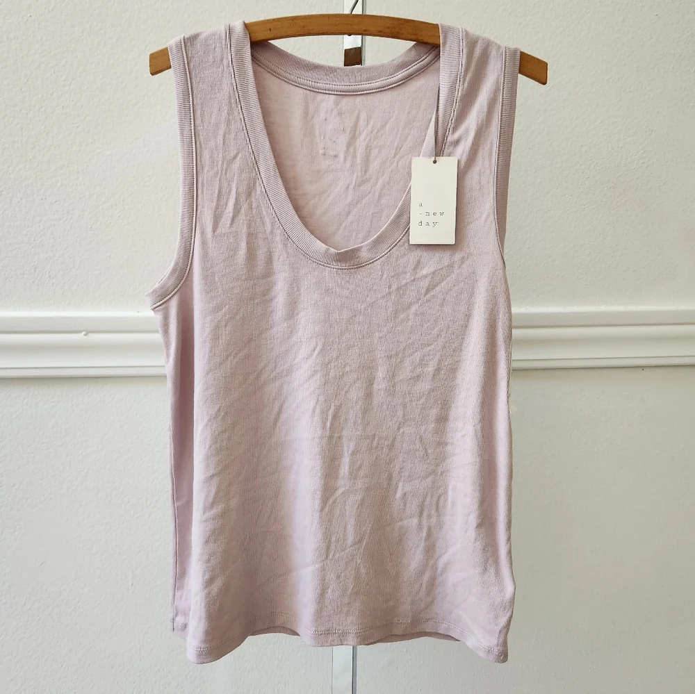 Women's Plus Size Slim Fit Rib Layer Tank Top  A New Day  Light Purple, … - Picture 3 of 9